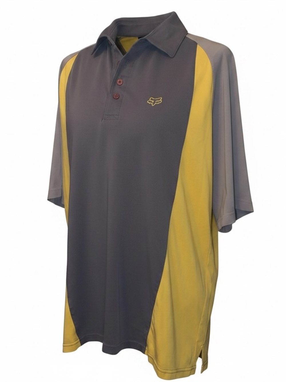 FOX RACING Polo Style V-neck Shirt Yellow Gray Size Large